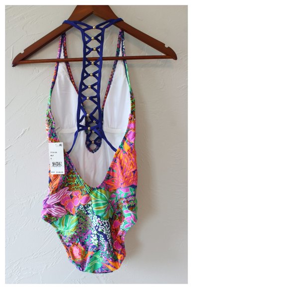 Trina Turk Tropic Escape V Plunge One Piece Swim - Picture 6 of 9